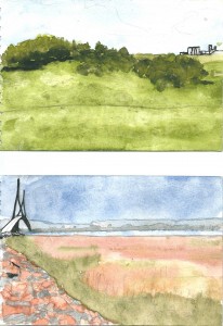 «Campagne près du Havre». Aquarelle. 20x13 cm